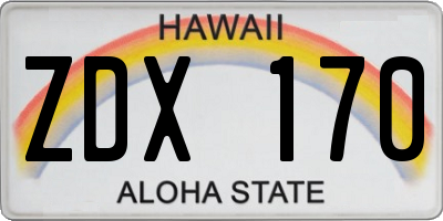 HI license plate ZDX170