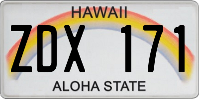 HI license plate ZDX171