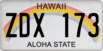 HI license plate ZDX173