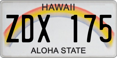 HI license plate ZDX175