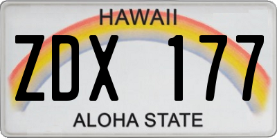 HI license plate ZDX177