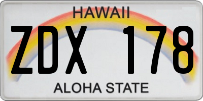 HI license plate ZDX178