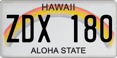 HI license plate ZDX180