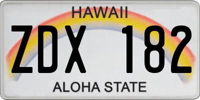 HI license plate ZDX182