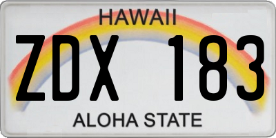 HI license plate ZDX183