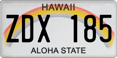 HI license plate ZDX185