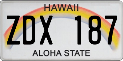 HI license plate ZDX187