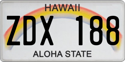 HI license plate ZDX188