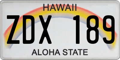 HI license plate ZDX189