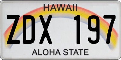HI license plate ZDX197