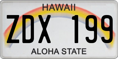 HI license plate ZDX199