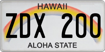 HI license plate ZDX200