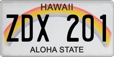 HI license plate ZDX201