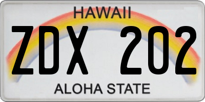 HI license plate ZDX202