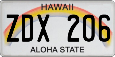 HI license plate ZDX206