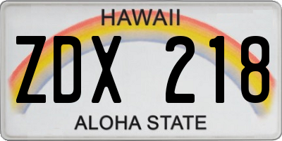 HI license plate ZDX218