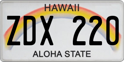 HI license plate ZDX220