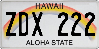 HI license plate ZDX222