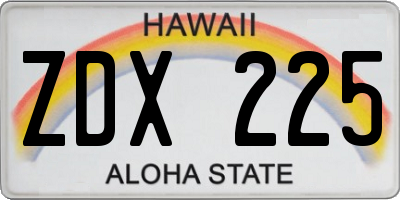 HI license plate ZDX225