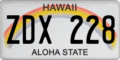 HI license plate ZDX228