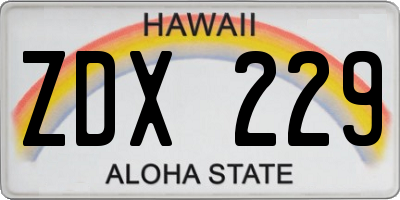 HI license plate ZDX229
