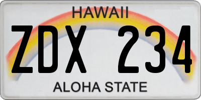 HI license plate ZDX234