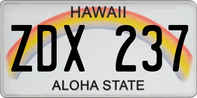 HI license plate ZDX237