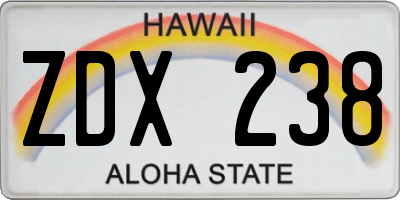 HI license plate ZDX238