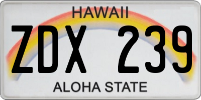 HI license plate ZDX239