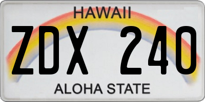 HI license plate ZDX240