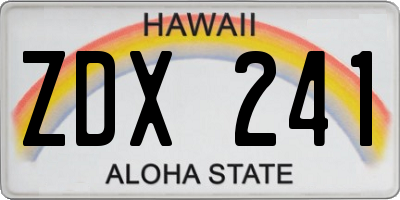 HI license plate ZDX241