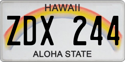HI license plate ZDX244