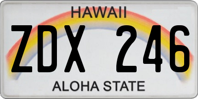 HI license plate ZDX246