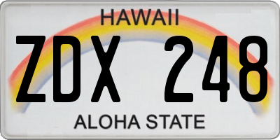 HI license plate ZDX248
