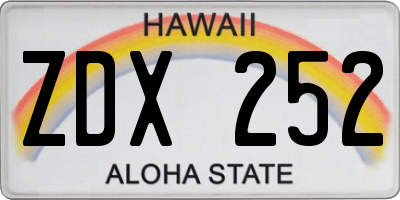 HI license plate ZDX252