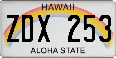 HI license plate ZDX253