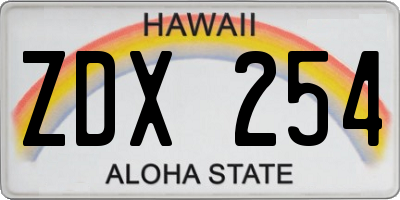 HI license plate ZDX254