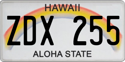 HI license plate ZDX255