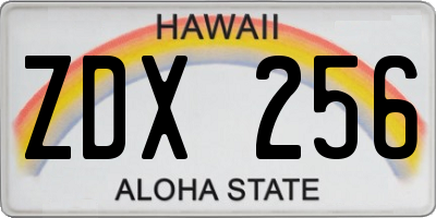 HI license plate ZDX256