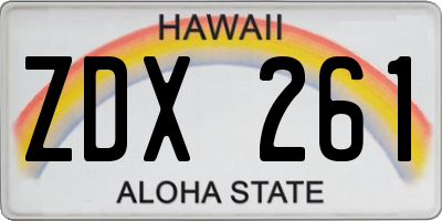 HI license plate ZDX261