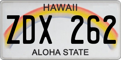 HI license plate ZDX262