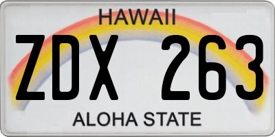 HI license plate ZDX263