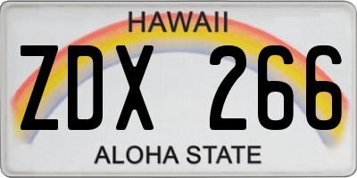 HI license plate ZDX266