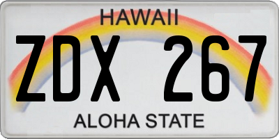HI license plate ZDX267