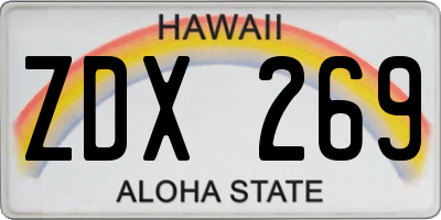 HI license plate ZDX269