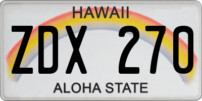 HI license plate ZDX270