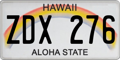 HI license plate ZDX276