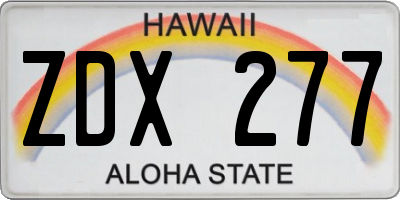 HI license plate ZDX277