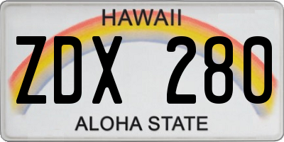 HI license plate ZDX280