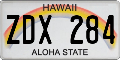 HI license plate ZDX284